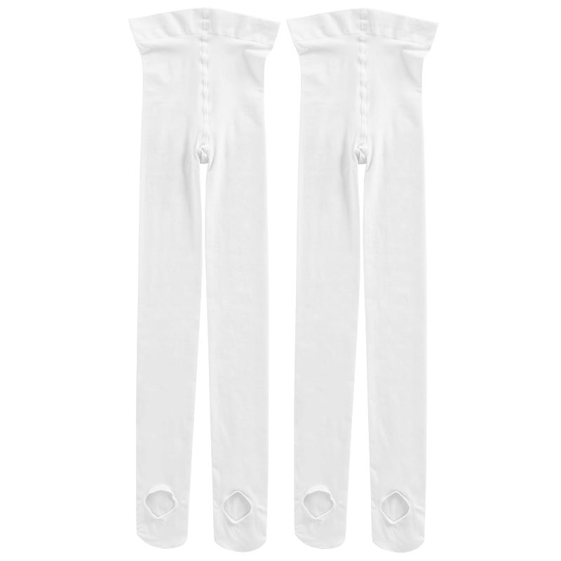 PAPPNTI Girls' Ultra Soft Pro Dance Tights Ballet Transition Daily Student Tights (Toddler/Little Kid/Big Kid) White 2 Pairs XL(11-13 Years) - Image 4